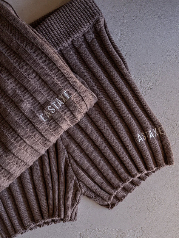 Knitted Crewneck and Short Set - Light Brown